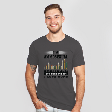 i'm ammosexual born this way love guns dark grey heather shirt - colored